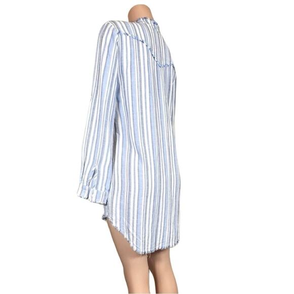 Anthropology Cloth & Stone Blue & White Stripe Frayed Hem Denim Dress SZ S $139 - Picture 7 of 16